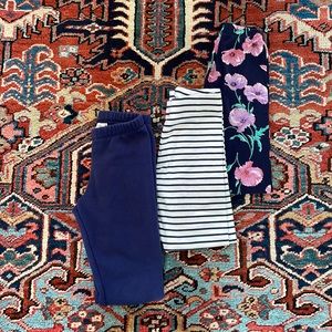 Three pairs of girls leggings, size 8.  Boden, GAP & Cat & Jack brands.